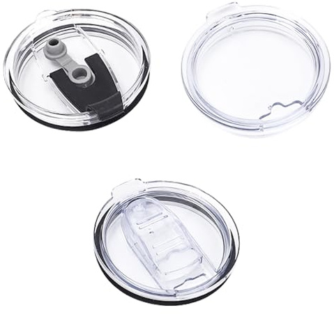TRKETK 3 Pcs Replacement Lids for Stainless Steel Tumbler Travel Cup Reusable Spill Proof Skinny Covers 20oz Skinny Replacement Lids Classic Clear Flip For Tumbler Mug Cooler Cup
