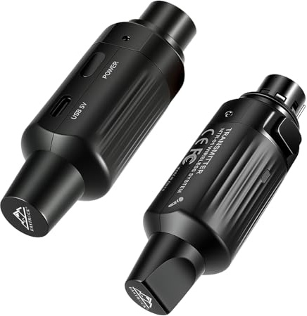 EASTROCK Wireless XLR Transmitter and Receiver for Microphones, 7-Channels 130ft Range, 2.4GHz Auto-Sync, for Stage Dynamic/Condenser Mics, PA Mixer, Studio, Church, Live Stream（Black）