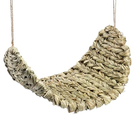 ZYMIADOU Vogelschaukel aus natürlichem Gras, multifunktional, kaubar, Anreicherungsspielzeug für Sittiche, Finken, natürliches Design, Vogelspielzeug