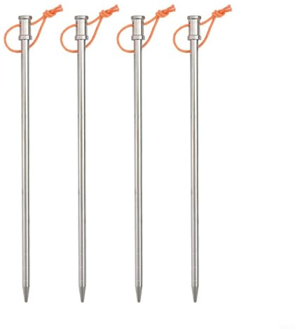 Yuanpgky Ti Zeltheringe aus Legierung für Camping, 4 Stück Erdspieße mit reflektierendem Seil, 8 mm Durchmesser, 20–25 cm Länge, leicht und rostfrei, kompatibel mit Zelten und (25 cm)