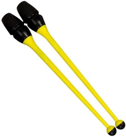 Milageto Lot de 2 bâtons de Gymnastique, équipement d'entraînement de Gymnastique, en Caoutchouc, bâtons artistiques de Danse Rythmique de 36 cm de Long, Jaune
