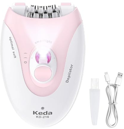 Smooth Glide Epilator for Women, 2 Speeds Facial Hair Removal Device with 36 Tweezers & Massage Pad, Facial Hair Removal Epilator with LED Light for Face, Arms, Legs and Bikini, Easy to Clean