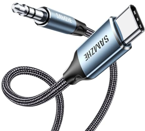Type C to 3.5mm Audio Jack Cable Extension Cord 1M for Car Stereo,Headphone,Speakers Compatible with iPhone 17 Pro Max, iPad Pro, Huawei