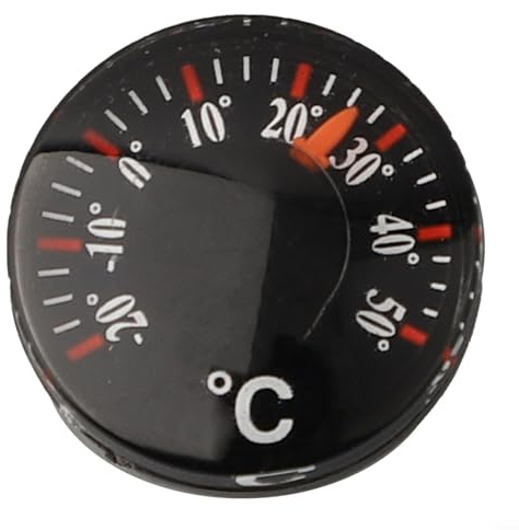 Fensterthermometer für den Innen- und Außenbereich, mit Skala, für Garten, Gewächshaus, Küche, Schlafzimmer, Büro, Kunststoffkonstruktion, schwarz, ± 3° Genauigkeit (20 mm)