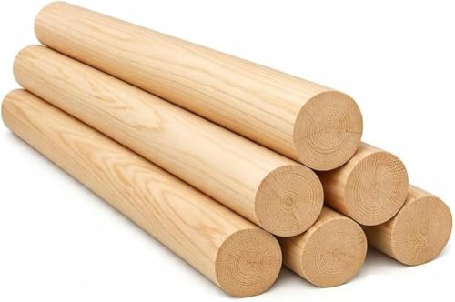 5 Stück Rundstab aus Holz, 43 mm Durchmesser, 30 cm Länge, Naturholz Rundholz Holzstäbe rund natur Holzstäbe, Holzstäbchen,Holzstange, Rundstab Glatt, Holzstock Bastelstäbe, Stäbe für DIY