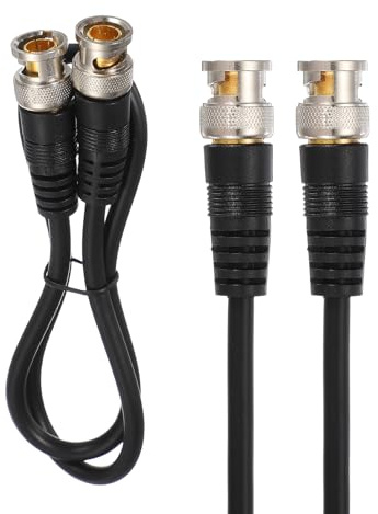 sourcing map BNC Male to BNC Male Coaxial Cable, 0.5M 75-3 Video Cable Extension Connector for DVR CCTV Camera Security System Monitor Video Connection, Black
