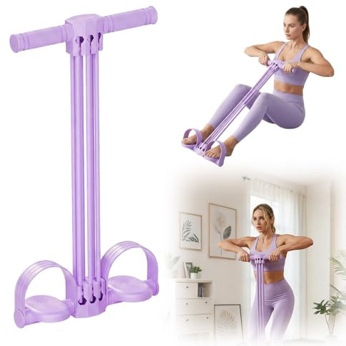 Widerstandsbänder mit Griff, 2026 Neu Fußzugband 6 Röhren Resistance Bands, Ganzkörpertrainer für Zuhause Elastische Zugseil Multifunktions Leg Exerciser für Yoga Fitness (Lila)