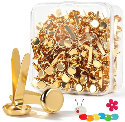 BSTDAYEVER Musterbeutelklammern Musterklammern Metall Mini Brad Gold 200Stk | Rundkopfklammern 8x18mm Flügelklammern Anti Rost Leicht Wiederverwendbar Für Schule Büro Papier Briefklammern Basteln