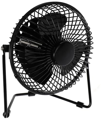 COHEALI Mini Ventilador USB de Metal Pantalla LED de Reloj y Temperatura Ventilador Portátil Silencioso para Escritorio Oficina y Uso en Casa Ajustable y Compacto