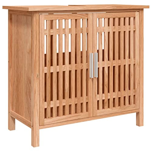 Kaorsrow Mobile sottolavello, 66 x 29 x 61,5 cm, in legno massello di noce, mobile da bagno rustico con molto spazio, mobile da bagno senza tempo in stile rustico per lavabo