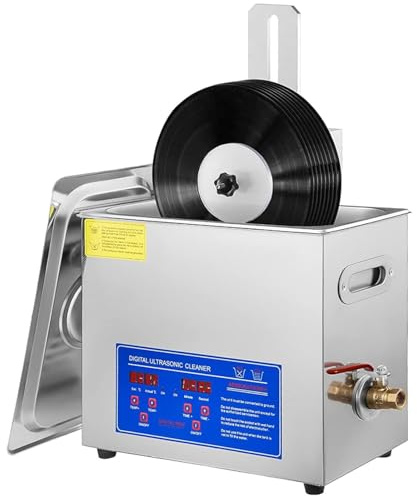 Ultrasonic Vinyl Record Cleaner, Professional 40KHz Disc Washer for 1-6 Records, 15L Ultrasonic Cleaner for Glasses, Jewelry, Watches and More