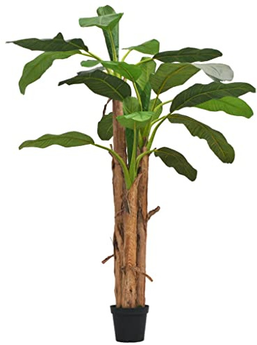 LoogCape Konstgjort bananträd 250 cm med kruka, grön botten för vardagsrum, kontor och balkong, naturtrogen, verklighetstrogen, enkel installation, perfekt för inomhus- och utomhusbruk