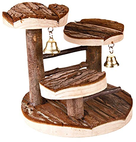 TRIXIE Klettergerüst für Kleintiere - aus Rindenholz - 3 Ebenen - für Mäuse und Hamster - ø 14 x 14 cm - 61640