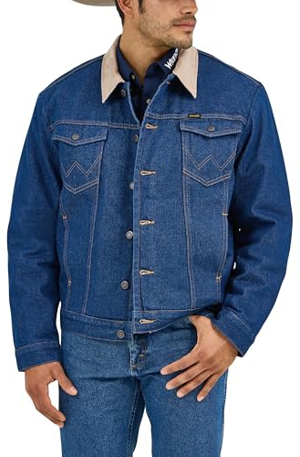 Wrangler Vanlig filtfodrad jeansjacka för män, Denim/filt, 56