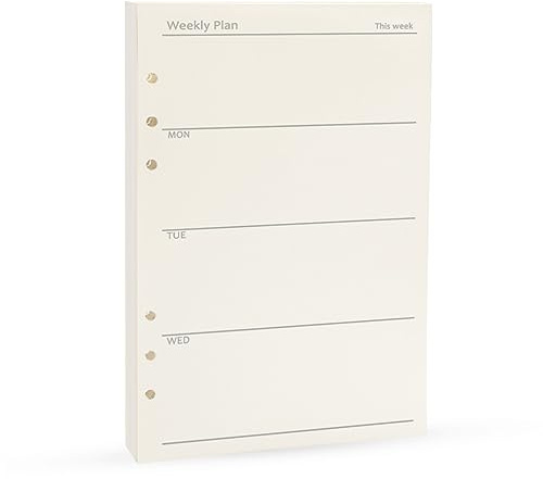 Recambios para agenda semanal A5, 6 anillas, para cuaderno, diario, rastreador, 45 hojas/90 páginas, Harphia (A5 14.9 x 21.9 cm, semanal)