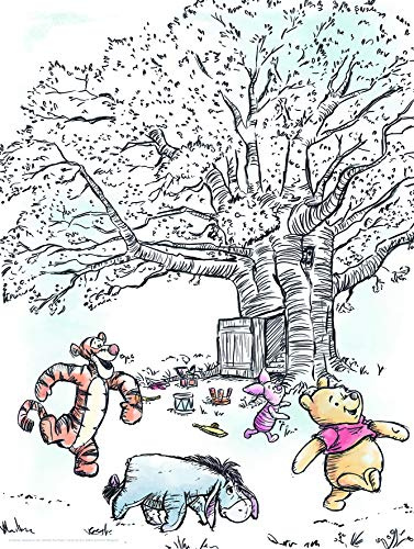 Disney väggbild från Komar | Nalle Pooh Playground | barnrum, babyrum, dekoration, konsttryck | storlek 30 x 40 cm (bredd x höjd) | utan ram | WB063-30 x 40