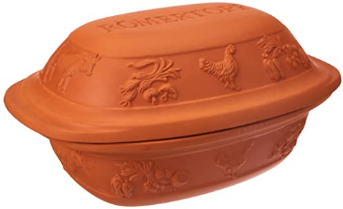 Römertopf Rustico Cocotte Non émaillée en Argile Naturelle 3 l env. 33,5 x 25 x 18 cm Cuisson sans Graisse pour jusqu'à 4 Personnes Passe au Four et au Micro-Ondes Passe au Lave-Vaisselle Römertopf