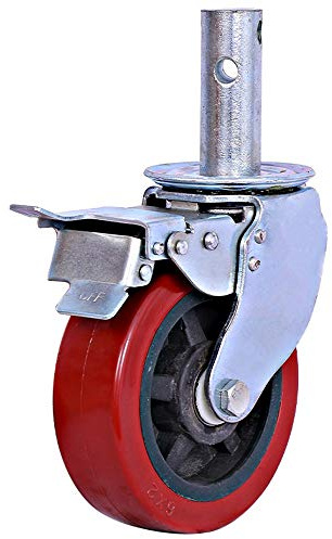 YCMY Lenkrolle 150mm Transportrollen Rot Schwerlastrollen Mit Bremse, Gerüst Räder Für Rollgerüste, Bockrollen, Gerüstrolle, Tragkraft 200 kg
