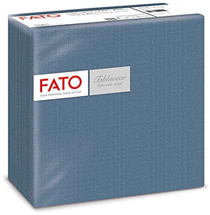 Fato - Servilletas de Papel Secas, Airlaid, Efecto Textil, Paquete de 50 Servilletas, Formato 40x40 dobladas en 4, Decoración Azul Ultramar