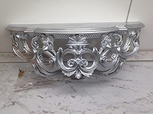 Barock Konsole Silber Hochglanz Wandkonsole/Spiegelkonsolen/Wandregal 40 x 17 ANTIK