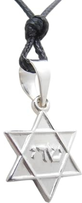 Stella di David : Ciondolo in Argento 925 - Pendente con Girocollo in Cordoncino - Simbolo Ebraico - Israele