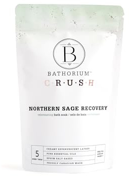 Bathorium Northern Sage Recovery Crush, Revitalizing Bath Soak, Dead Sea & Epsom Salt, Sage, Pine, Eucalyptus, pH-Balanced for Women, 5+ Baths, 21 oz