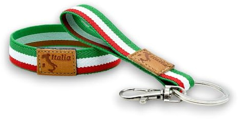 BDM Armband med italiensk flagga, herr och dam, italiensk flagga och läder, elastisk och tvättbar. 18–20 cm, Läder
