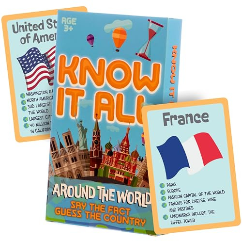 Boxer Gifts Know It All: Around The World Countries Card Games For Kids and Family | Educational Games For Children - Travel Sized | Fun Learning Geography Gift For Boys & Girls