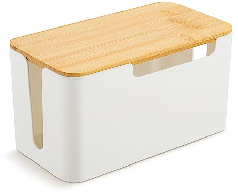 Yitriden Kabelbox, ABS-Kunststoff Kabel Organizer Box, Kabelmanagement Box Für Kabelführung Steckdosenleiste, Kabel Aufbewahrungsbox zum Verstecken von Kabel, Klein, Weiß