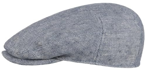Stetson Linen Driver Flatcap Elegantes Leinencap Made in Germany Herren Frühjahr Sommer blau-meliert 58 cm