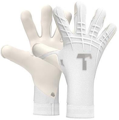 T1TAN White Beast 3.0 - Torwarthandschuhe ohne Fingerschutz - Fußballhandschuhe für Jugendliche & Erwachsene, Unisex - Hybrid Flat Cut und 4mm Gecko Grip - Gr. 7