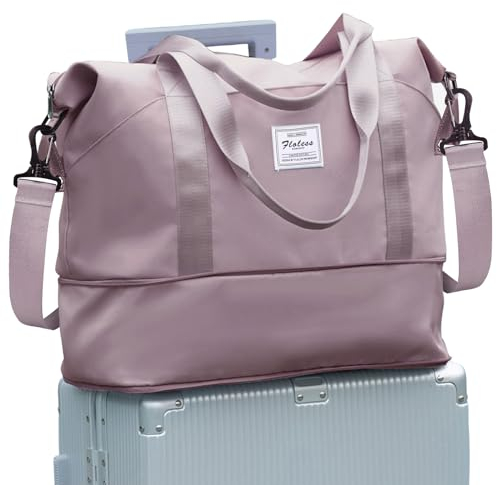 Reisetasche Damen Sporttasche 40x30x20 Ryanair Handgepäck Tasche Weekender Bag Schwimmtasche Wasserdicht Travel Bag Duffle Bag Fitnesstasche Trainingstasche Frauen für Reise Gym,A19-Pink Lila