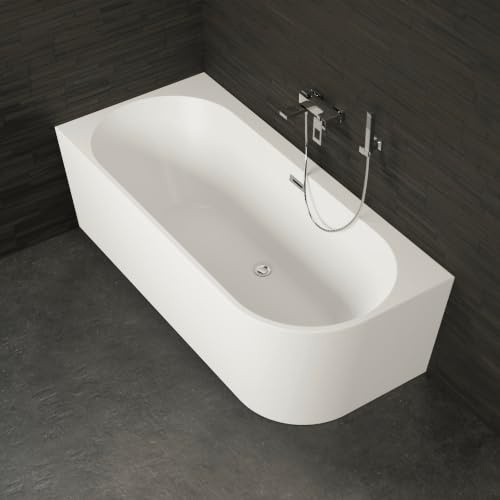 Baignoire Semi-îlot Murale D'angle Capri 180 Gauche Blanche 180 X81 X58 Cm, By Spalina
