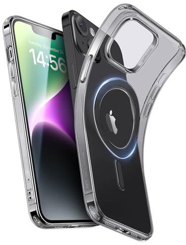 ESR Fodral för iPhone 14/iPhone 13, kompatibelt med MagSafe, stöttåligt skydd av militärkvalitet, motstår gulnande och repor, magnetiskt telefonfodral för iPhone 14/iPhone 13, Zero Series, klart svart