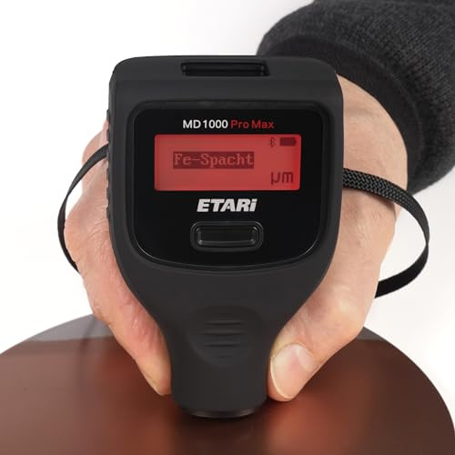 ETARI® MD 1000 Pro Max (Ferr & Non-Ferr), Profi Lack Schichtdickenmessgerät zur Lackdickenmessung am Auto bis zu 6000 μm, +3-farbige Displaybeleuchtung,+2 Displays (LCD und OLED) + kostenfreie App