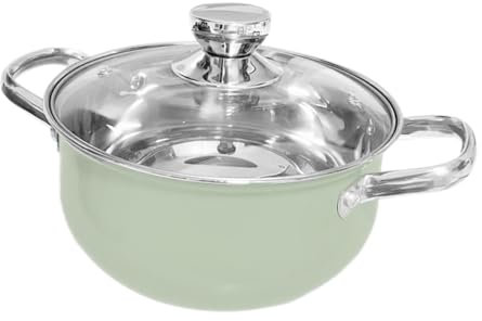 PRETYZOOM Olla de Acero Inoxidable con Doble Asa y Tapa, Cacerola Duradera y Fácil de Limpiar para Cocinar Sopas en Cocina de Inducción y Gas