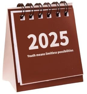 Niwugady Tischkalender, Mini-Tischkalender 2024–2025, August 2024 bis Dezember 2025, kleiner Schreibtisch-Kalender, kreativer Mini-Tagesplaner, Doppeldrahtbindungskalender, rot