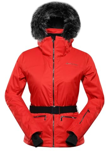 ALPINE PRO OLADA Veste de ski élégante pour femme avec capuche, veste de snowboard extensible avec fourrure, veste d’hiver avec pare-neige, veste d’extérieur, veste de randonnée, veste pour la