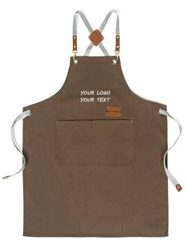 Xtyggoi Delantales Personalizados para Hombres Mujeres Bordado Nombre Texto Delantal Trabajo Cocina Cocina Algodón Lienzo Delantales con Bolsillos