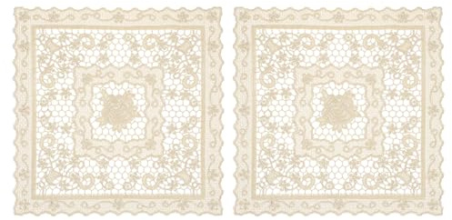 QUARKZMAN 2Pezzi Sottobicchieri in Pizzo Retrò 30x30 cm Tovagliette Marrone | Ricamate Francese Centrini, Sottobicchieri Tazza, Quadrati, per Casa Matrimonio