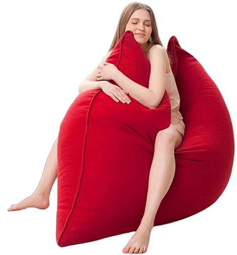 Ichlovdu Lazy Bean Bag - Poltrona morbida per il relax, per soggiorno, camera da letto e uffici, solo il rivestimento (senza imbottitura) (rosso, 100 cm x 140 cm)