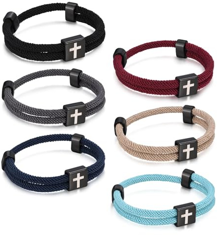 XUANPAI armband män rostfritt stål kors herrarmband – Jesus Kristus krucifix män armband justerbar med vredet present till son pappa make bror konfirmation jul