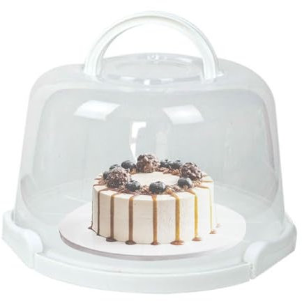 Porta torta rettangolare, contenitore grande | contenitore ermetico per torte con manico, per torte, frutta, torta, uova, porta cupcake, contenitore trasparente riutilizzabile da 8 pollici,