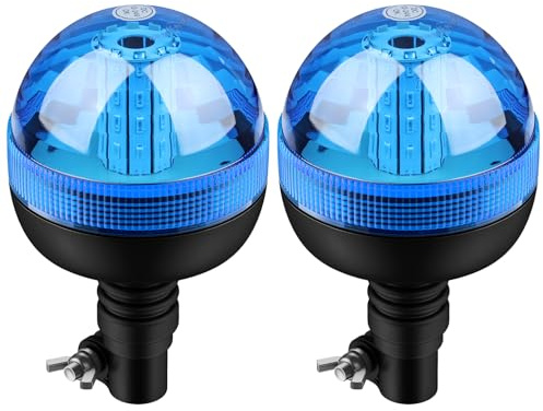 AUTOUTLET 2X Gyrophare, 30 LED d'avertissement Amber Gyrophare clignotant 12V/24V, avec 3 modes d'éclairage, homologation R10 E9, étanche à la poussière, pour tracteur camion voiture(Bleu)