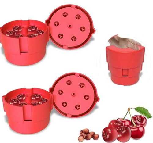 2 deshuesadores de cerezas, deshuesador de cerezas de 6 agujeros, manual para cerezas, aceitunas, ciruelas, etc., herramienta de cocina, extracción rápida de núcleos, deshuesador de cerezas con