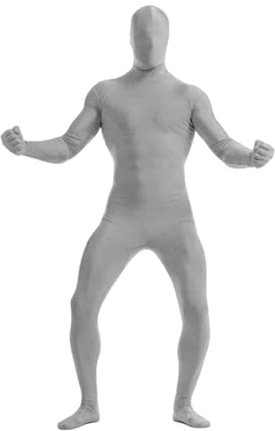EQWIGKEIT Body para hombre de cuerpo completo, traje ajustado unisex, mono elástico para cosplay Halloween, disfraz de segunda piel con cara abierta bodysuit, XXL