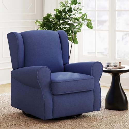 Bonzy Home Swivel Rocker Accent Chair Nursery Glider Rocking Armchair for Adults, Single Sofa with Overstuffed Backrest for Living Room, Bedroom,Nursery,Navy Blue