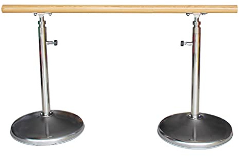 Barra de Ballet portátil de Acero Inoxidable, Altura Ajustable de 80 a 120 cm, Base de Acero Inoxidable y Poste de Madera (1,5 m/5 pies).