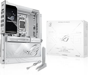 ASUS ROG Crosshair X870E Glacial, AMD E-ATX Motherboard, 24+2+2 Power Stages, DDR5 Slots, Two PCIe® 5.0 x16 SafeSlots, Seven M.2 Slots, Dual Realtek 10G Ethernet, AI Cache Boost, Full -Color 5” LCD