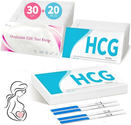 30 Kits d'Ovulation et 20 Kits de Grossesse, Test d'Ovulation Ultrasensible, Sensibilité Optimale 25 miu/ml, Résultats Rapides et Précis, Convient aux Femmes à Utiliser à la Maison